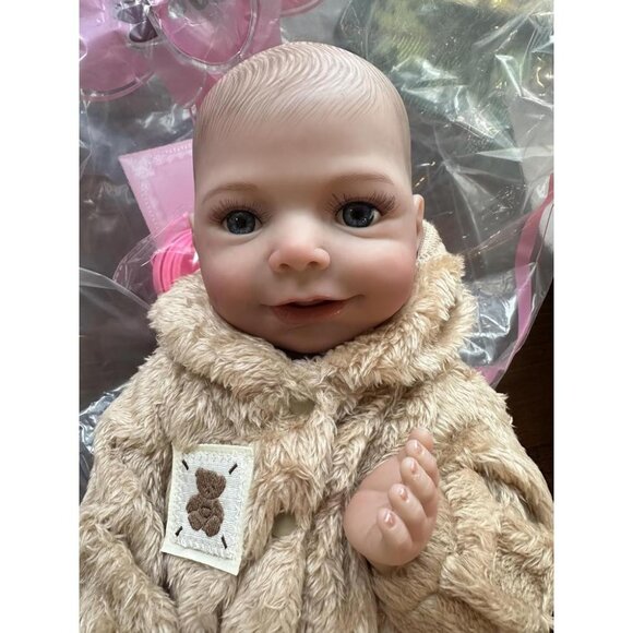 🆕18 Inch Soft Full Silicone Body Lifelike Newborn Smiling Baby Doll Girl - Picture 1 of 9